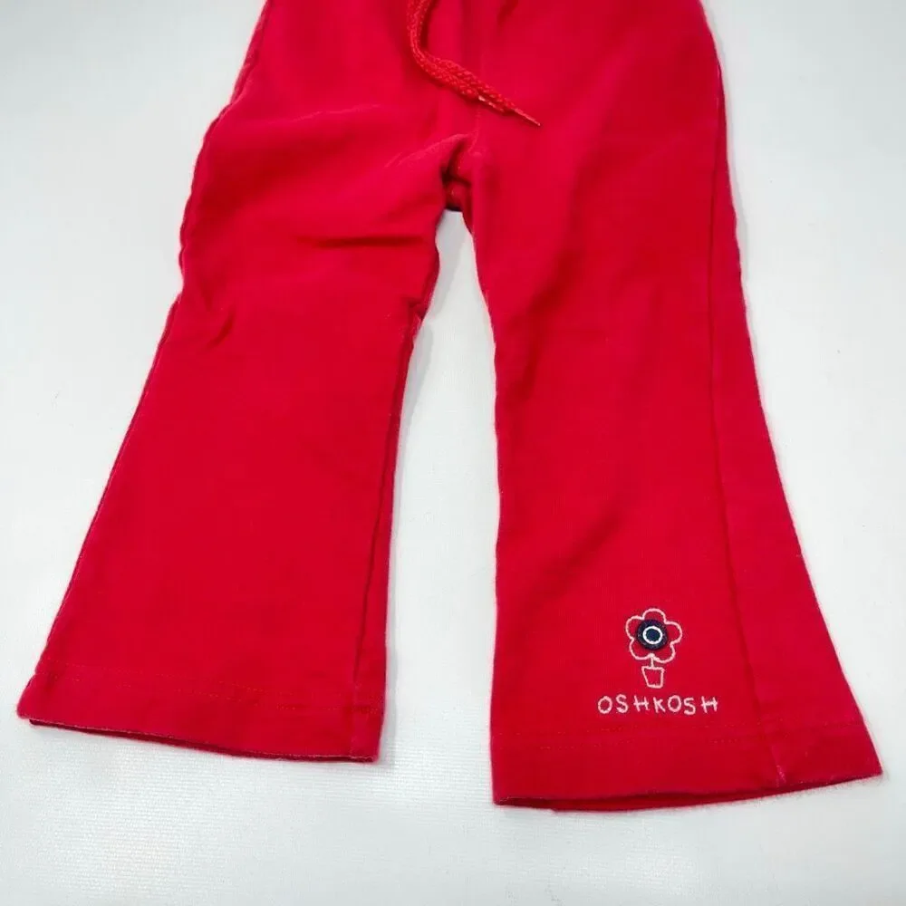 Vintage Y2K Osh Kosh B’Gosh Red Flare Pants & Ruffle Denim Skirt Girls Size 2T